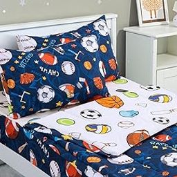Meeting Story 3pcs Kids Comforter Sets Zipper Bedding Set for Boys,Full Kid Bedding Set Basketball Football Baseball Comforter Sports Bedding Set for Kid,All in one Zipper Bedding（Navy,Full）-image-64