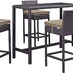 MJA FURNITURE Patio Bar Set Chairs and Table Set for Outdoor, Garden, Living Room, Wicker Bar Stools Set, Outdoor Bar Patio High Table with Chairs (4 Chair 1 Table)-image-94