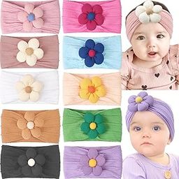 BAKEFY - 6 Colors Baby Flower Headbands Baby Girls Nylon Headband Soft Hairbands Hair Accessories for Newborn Infant Toddler Kids-image-50