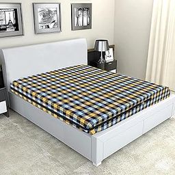 Star Weaves Cotton Mattress Cover For Queen Size Bed 78"X60"X6" - Mattress Protector Cover With Zip | Chain M04 (Multicolor)-image-60