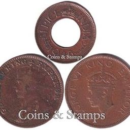 Coins & Stamps Bronze 3 Different Old Hole Pice, Quarter Anna British India Coins, Multicolour-picture-29
