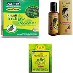 Khyati Naturals Kamal Herbal Combo: Khadi Indigo Powder, Kalonji Oil & Black Mehndi | Natural Hair Color, Hair Growth & Conditioning-image-41