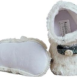 hopscotch Girls White Fuzzy Bow Band Booties-picture-36