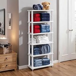 YouCopia Collapsible Wardrobe 6 Shelves Storage Clothes Storage Rack Quick Wardrobe/Cabinet/Multipurpose Storage Rack, Foldable, Collapsible Fabric Wardrobe Organizer with Wheels White (6-Layer)-image-25