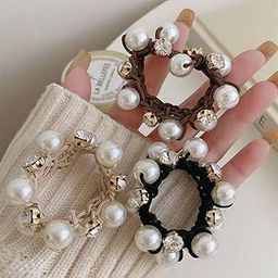 ( pack of 3 ) Pearl Rhinestone Elastic Hair Rope, a perfect blend of simplicity and sophistication. Designed for women and girls who love a touch of sparkle, this elegant headband features delicately placed pearls and rhinestones on a soft, elastic rope that ensures a secure and comfortable fit all day long.-44