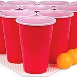 Tickles Pack of 24, Beer Pong Glasses with Free Ping Pong Balls Set, Easy Grip Reusable Drinking Party Cups for Iced Tea, Punch, Cocktail, Couple, Ladies Games (Color: Red Size: 475 ml)-21