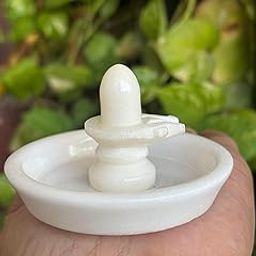 Salvus APP SOLUTIONS White Marble Shivling/Shiva Pindi with White Marble Plate for Jalabhishek; Divine Home-Office Decor & Gifting (Plate: 3 in, Shivling: 2 in)-image-36