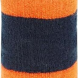 Neska Moda Unisex Pack of 1 Orange and Dark Blue Striped Cotton Wrist Band-WB40-image-7