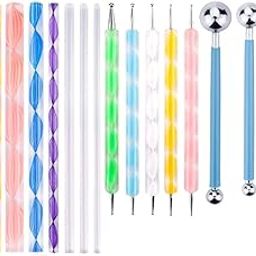 URBAN BOX (17pcs Complete Dot Mandala Set) Nail Art Dotting Marbleizing Tool Pen for Nail Decoration Stamping and Dotting Acrylic Twist Sticks Wax Pencil Manicure Nail Art Tool DIY Supplies Cake-16