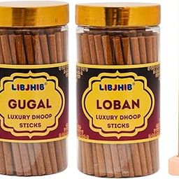 LIBJHIB® Gugal & Loban Luxury Dhoop Sticks Combo Pack of 2 (120 Grams Each) - Luxury Scented Dhoop Sticks for Religious Use, Meditation, Aromatherapy, and Relaxation - Calming Fragrance.-image-77