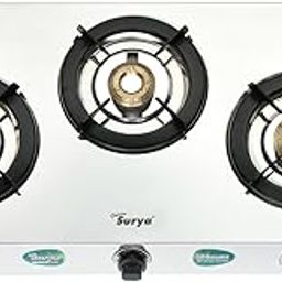 GOLDEN SURYA Classic Premium Stainless Steel Frame, Manual Ignition, 18 Months Warranty, BIS Certified, 3 Burner Gas Stove (Trimax)-image-57
