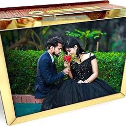 Musha Reusable Wooden Money Saving Box | MDF Piggy Bank with Gold Acrylic Borders | 6x4, 6x8, 12x8 Inch | Custom Photo & Savings Tracker | Dual Slot Design | Transparent Bottom Cover (12x8)-image-59