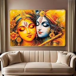 Radha Krishna Wall Decor Photo Frame with Crystal & Golden Frame – 18x12 Inch Epoxy Resin Coated Painting for Home, Office, Bedroom-image-25