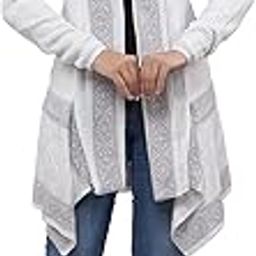 Women Ladies Girls Winter Wear Latest Color Woolen V-Neck Open Front Hem Long Sleeves White Shrug Cardigan Sweater (Freesize)-12