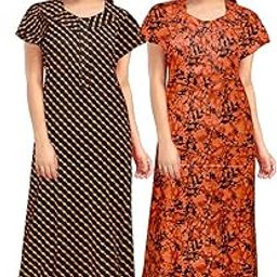 Women's Pure Cotton Nightwear Casual Nighty (Orange ANGUR Orange BUTTA-80 XL)-image-60