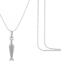 akshat sapphire Sterling Silver (92.5% purity) Stylish and Fashionable Fish Chain Pendant (Pendant with Chain) for Men & Women Pure Silver Fish Chain Locket for Happiness and joy-picture-47