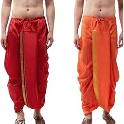 SONBAI Men Fancy Dhoti Maharaj Silk Readymade Stitched Combo 2 pcs-35