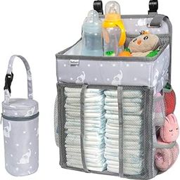 Selbor Baby Nursery Organizer and Diaper Caddy, Hanging Diaper Stacker Storage for Changing Table, Crib, Playard Wall - Baby Shower Gifts for Newborn Boys Girls (Star Elephant, Bottle Cooler Included)-picture-11