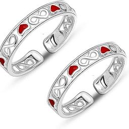 925 Sterling Silver Toe Ring for Women | BIS Hallmarked Lovely Enamel Heart Toe Rings | Elegant and Comfortable Toering jewelry Gift | Anniversary Birthday Wedding Gifts-image-83