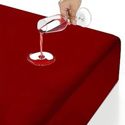 HOMEMONDE 100% Waterproof Premium Cotton Feel Mattress Protector Double Size, 72x72 Inches | Breathable and Hypoallergenic Ultra Soft Fitted Bed Protector Cover (72"x72" - Double, Maroon)-image-55