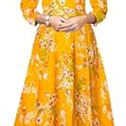 Women's Full Sleeves Fit and Flare Rayon Printed Long Gown (Free Size Upto XXL)-image-66