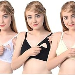 Breastfeeding Maternity Bra for Women's Pack of 3 Multicolour-image-5