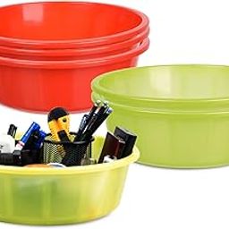 Pack of 6 Desk Organizer | Stationery Organizer | Multipurpose Storage Organizer | Office Supplies for Pen-Pencil-Staplers | Desktop Organizer | 6 LTR | Red & Green-image-92