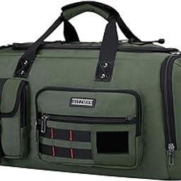Travel Duffel Bags for Men Large Carry On Overnight Bag Convertible 3 in 1 Backpack with Shoe Compartment （B693 Army Green）-image-24