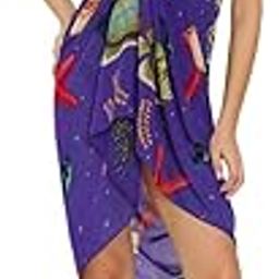100% Imported Polyester Fabric Printed Beach Sarong Pareo Body wrap stole | Beach cover up | Bikini Cover up (ORANGE)-34