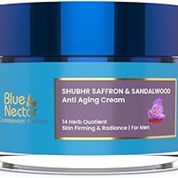 Blue Nectar Men Face Cream Natural Skin Brightening Cream Anti Aging Cream for Men with Sandalwood Saffron and Almond Oil (14 Herbs 50g)-image-3