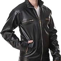 Classic Leather Jacket Full Zip Front Pockets | Multiple Men's Pure Leather Jacket, Stylish Biker Jacket for Men, Leather Slim Jacket with Zipper Closure-image-8