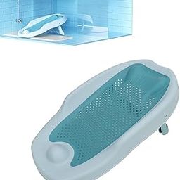 Tickle Tums Folding Bath tub for New Born Baby Bather Ergonomically Designed Collapsible Bath Chair for New Born Baby tub Anti Slip Silicone Baby seat 0-6 Months Essential Baby Bath Time Accessory Blue-image-26