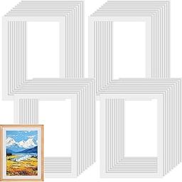 MAKTSAM 40 PCS A4 White Picture Mounts, Picture Mounts for Frames, A4 Picture Frame Mounts, Photo Mount Mat Board for Picture Posters, Paintings, Photo Work-18