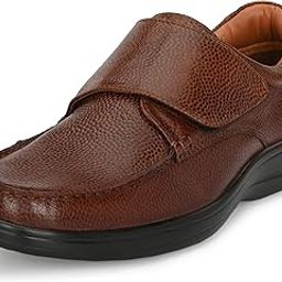 Men's Full Grain Leather Velcro Slip On Formal Shoes | Anti Skid Sole | Antimicrobial Memory Foam Padded Insole with Detailed Stich | Comfort Shoes for Office & Parties (076.077.078)-image-7