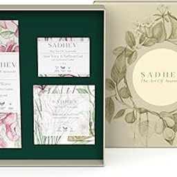 SADHEV Arva Maya - The Magical Gift Box With Rose Water (75 ml), Sandal & Saffron Bathing Bar (125 g ) & Aloe Vera & Saffron Gel With Kumkumadi Tailam (50 g) - Combo Pack of 3-image-83