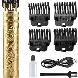 LANFFIA Trimmer Men Professional Cordless Hair Clipper Dragon Style, Rechargeable Trimmer For Beard, Hairs, Moustache & Face, Electric T Blade Zero Gapped Shaving Machine Men's Grooming Kit (plastick gold)-image-54