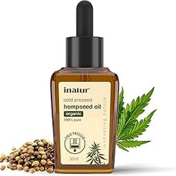inatur 100% Pure Hempseed Oil for Skin & Hair – Cold Pressed, Non-Greasy & Lightweight – Nourishes, Repairs & Moisturizes| Enriched with Omega-3, Omega-6 & Vitamin E | 30ml-63