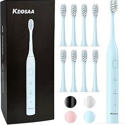 keosaa Sonic Toothbrush with 8 Brush Heads, Rechargeable Electric Toothbrush with Fast Charge 4 Hours Last 60 Days, 2-Min & 30s Smart Timer, IPX7 Waterproof(Blue)-13