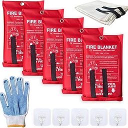 Fire Blanket Fire Suppression Blanket | Fiberglass Fire Blankets Emergency for People Flame Retardant Fireproof Survival Safety Kitchen, Fireplace, Car, Office, Warehouse, 5 Pack (39.3 X 39.3 inch)-image-82