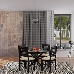 Krishna Wood Decor Wood Round Dining Set 4 Seater | Dining Table Set | Dining Room Set | Dining Table 4 Seater Round Shape | Dining Room Furniture | Wooden Table | 4 Seater (3)-image-34