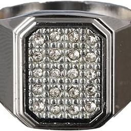 Bold by Geometric AD Studded Silver-Plated Ring for Men-image-16