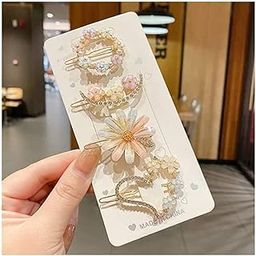 CABINCLUB Korean Fancy Bling Pearl Resin Acrylic/Rhinestone Bobby Pins Hair Slides-image-8