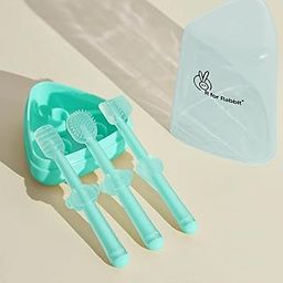 R for Rabbit Tiny Smiles Pixie 3-in-1 Baby Toothbrush Set BPA-Free Silicone | Gum Massager, U-Shape & Toddler Brush with Travel Case (3Pcs) | Ultra Soft Teeth Cleaner for 0-18 M Babies (Lake Blue)-21