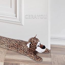 CERAYOU 36 Inch Heavy Duty Under Door Draft Stopper, Cute Animals Shape Door & Window Draft Guard to Save Energy, Decorative Weighted Bottom Insulation Stopper Noise Air Wind Dust Blocker, Leopard-image-41