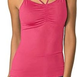 KTM Healthcare® Large/US 14, Pink : Women Strappy Printed Ruched Upper Stretchy Cami Top-image-0