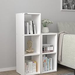 amaflip Chloe Engineered Wood Floor Standing Bookcase/Bookshelf/Bookcase with 4 Shelves/Wooden Bookshelf in Living Room, Bedroom, Office (White)-picture-1
