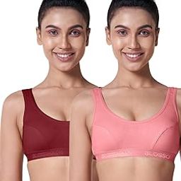 Women’s Low Impact Sporty Bra, Single Layered, Seamed, Non Wired, Non-Padded, Slip on Style Made with Pure Cotton-image-14