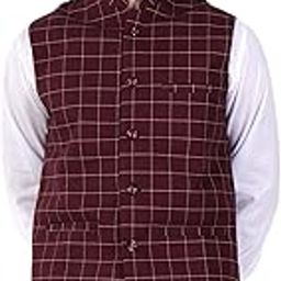 Mens Nehru Jacket Waist Coat | Traditional Nehru Jacket Modi Waistcoat | Check Woolen Nehru Jacke For Men-image-86
