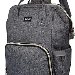 LUVLAP Lily Multifunctional Waterproof Diaper Bag for Mothers for Travel, Mother Travelling Bag, Backpack Cum Tote bag for Mothers, Large storage capacity with 15 pockets (Grey)-5