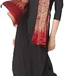 Women's Floral Silk Dupatta (DB2572_Maroon_Free)-29